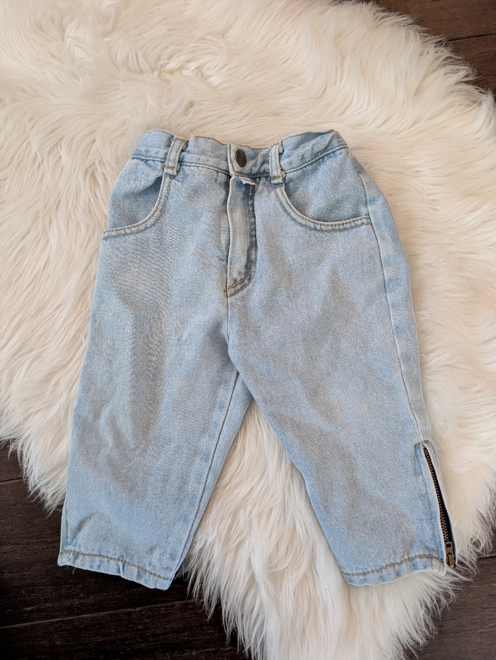 Vintage 90s Baby Guess Light Wash Denim Jeans Snap Button Side Zip 2T